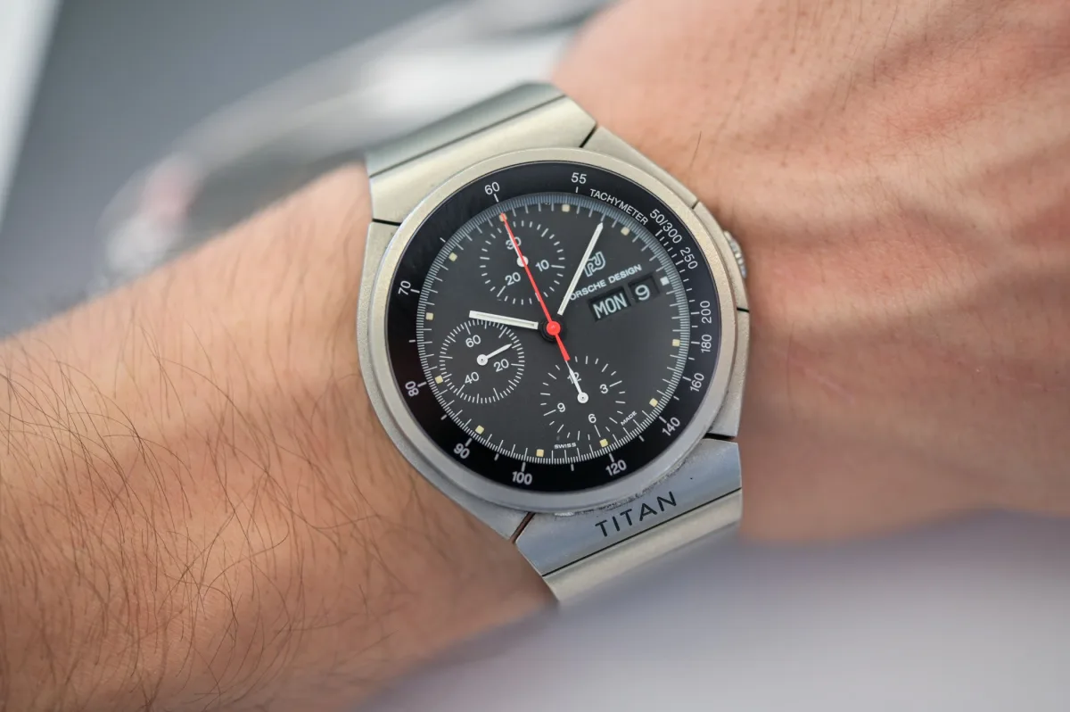 Deep black dial of the Titan Chronograph by IWC
