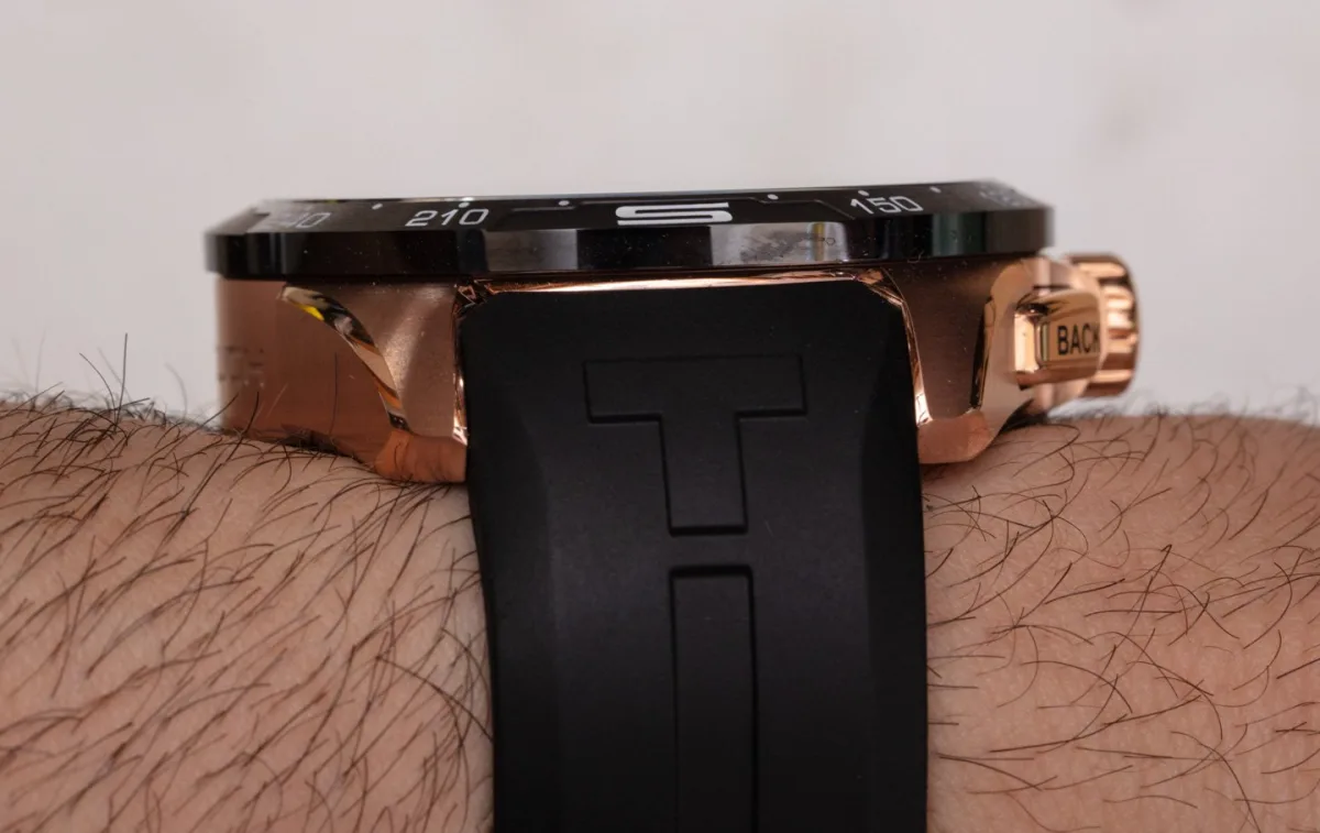 Close-up of Tissot T-Touch Connect Solar showing ceramic bezel