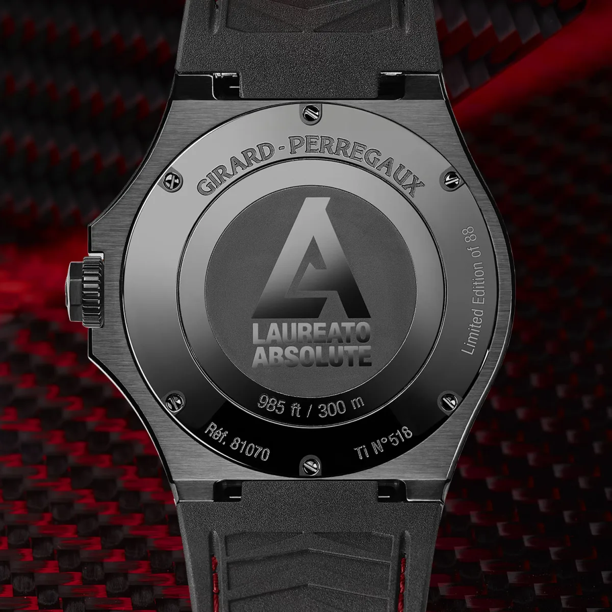 Girard-Perregaux Laureato Absolute Infrared watch dial with forged carbon