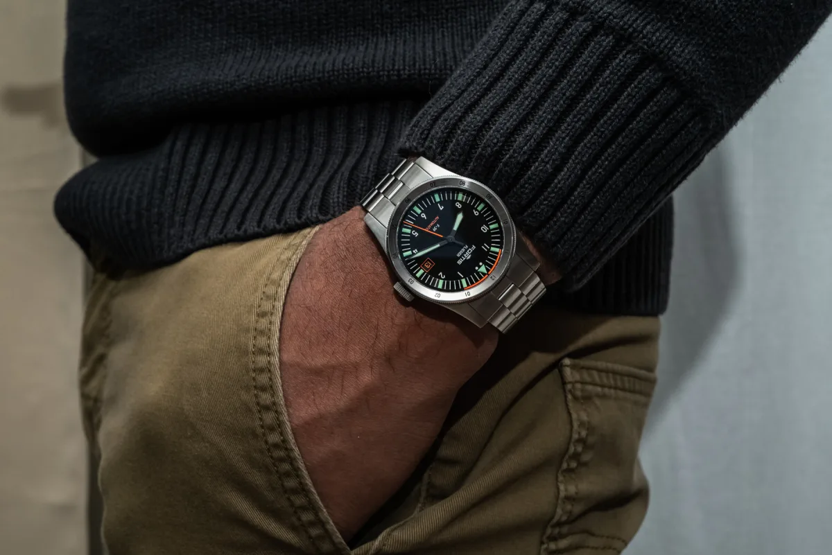Side view of Fortis Flieger Automatic watch