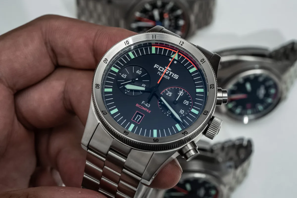Fortis Flieger Bicompax close-up