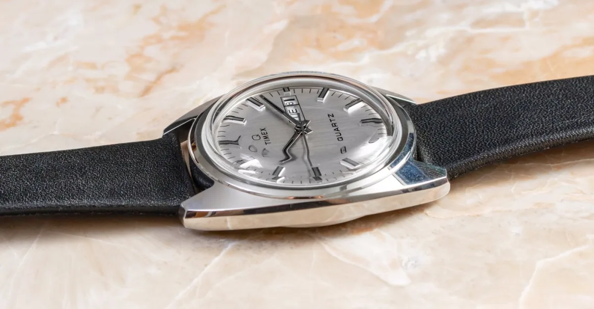 Q Timex 1978 Reissue Day-Date on a different strap