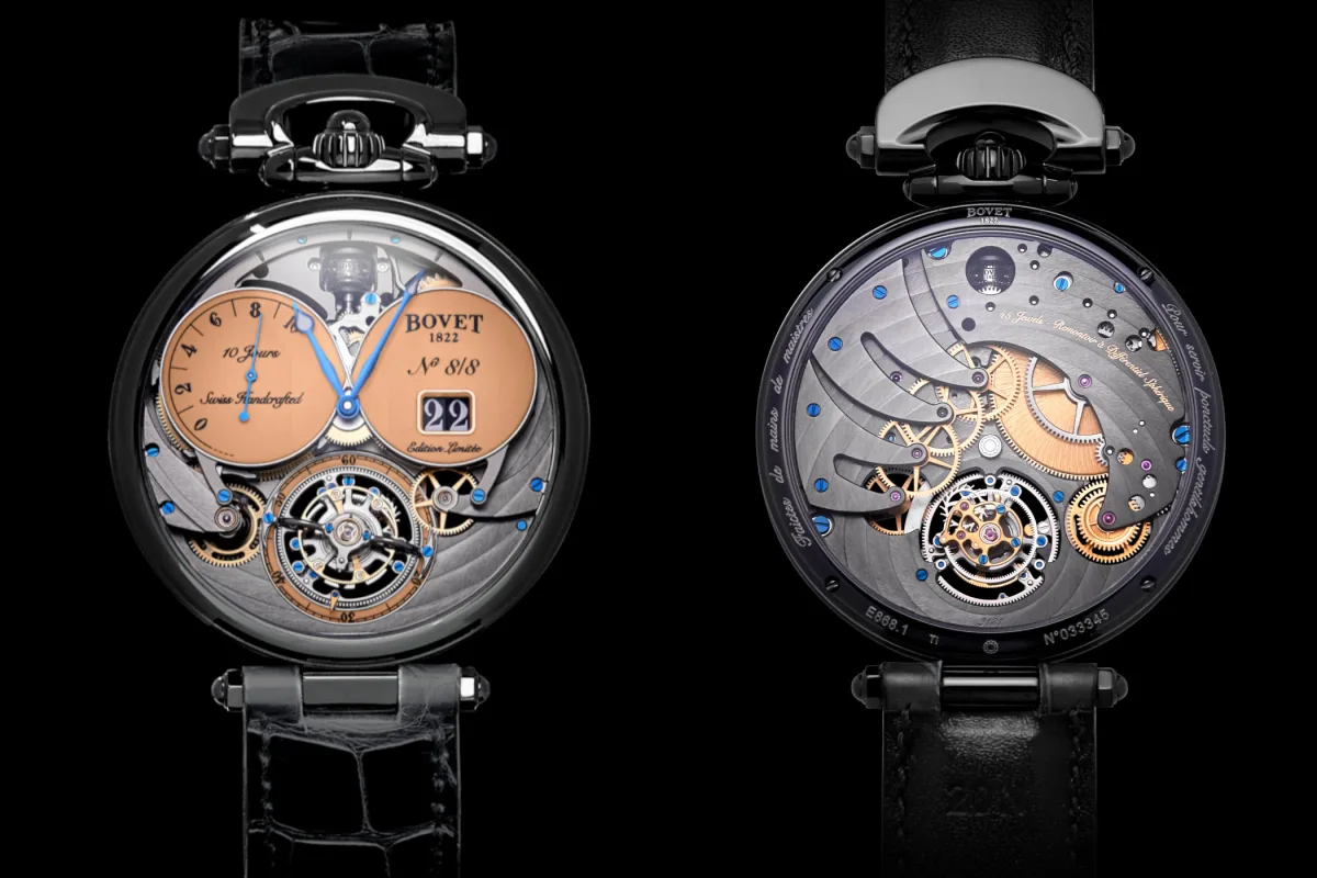 Back view of Bovet 1822 Virtuoso VIII Chapter Two showing the movement