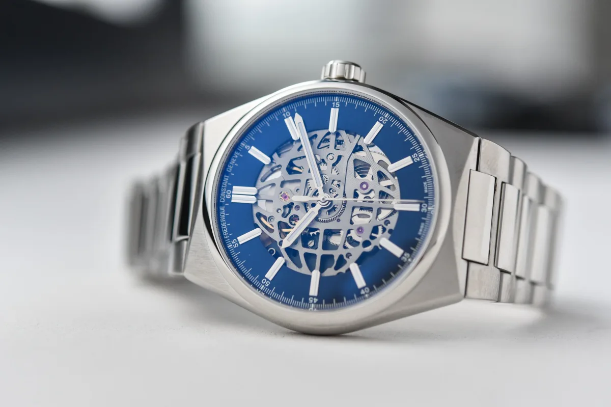 Skeletonized dial showing the movement
