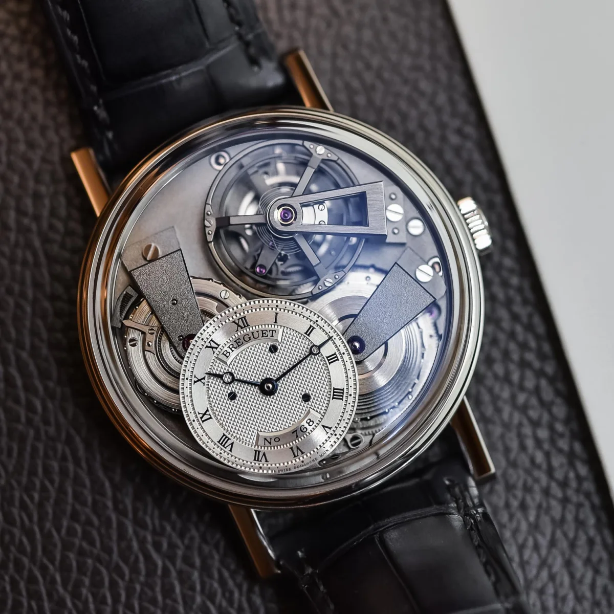 Detail of fusée and chain mechanism on Breguet Tradition 7047