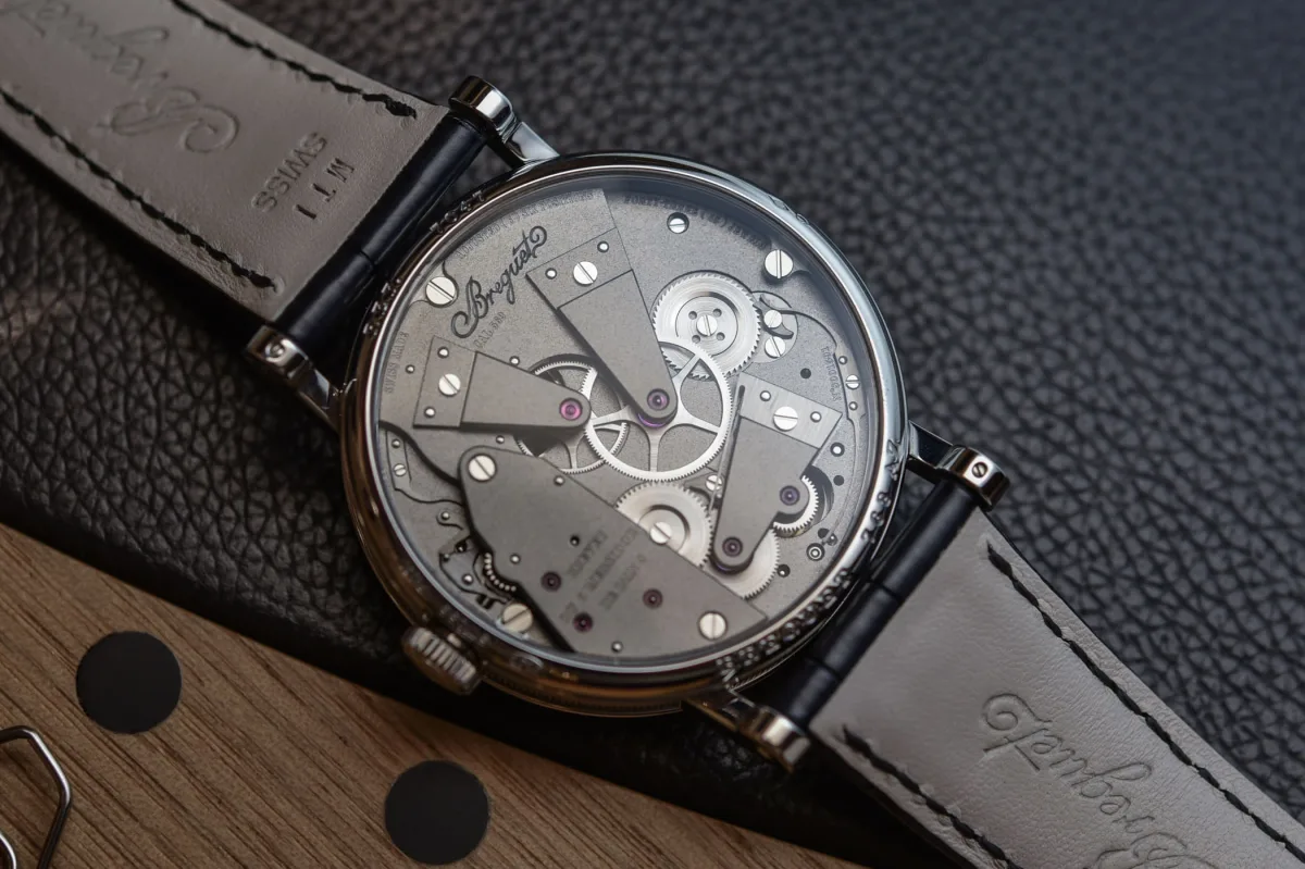Breguet Tradition 7047 case back with anthracite-colored bridges