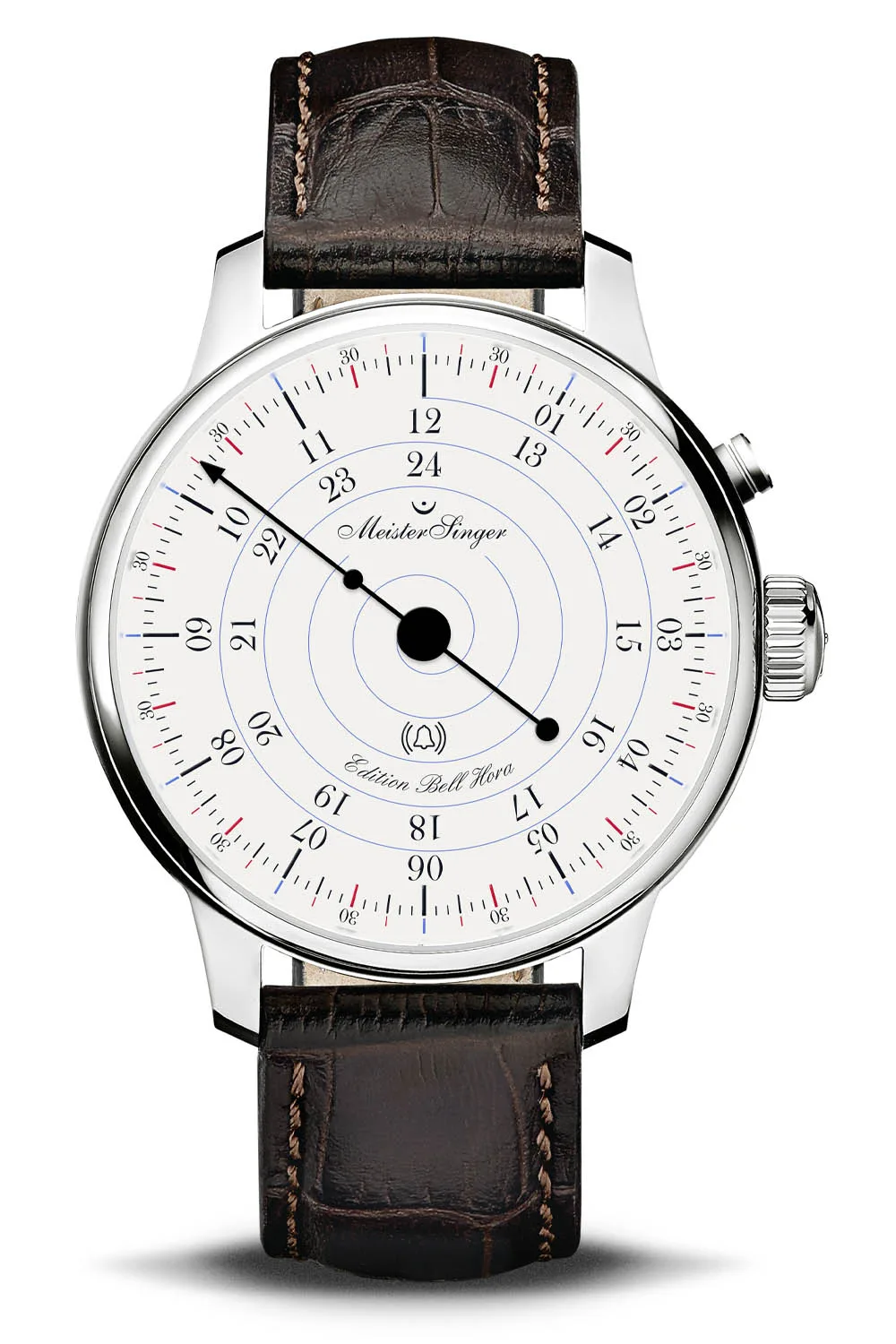 MeisterSinger Bell Hora Anniversary Edition on a leather strap