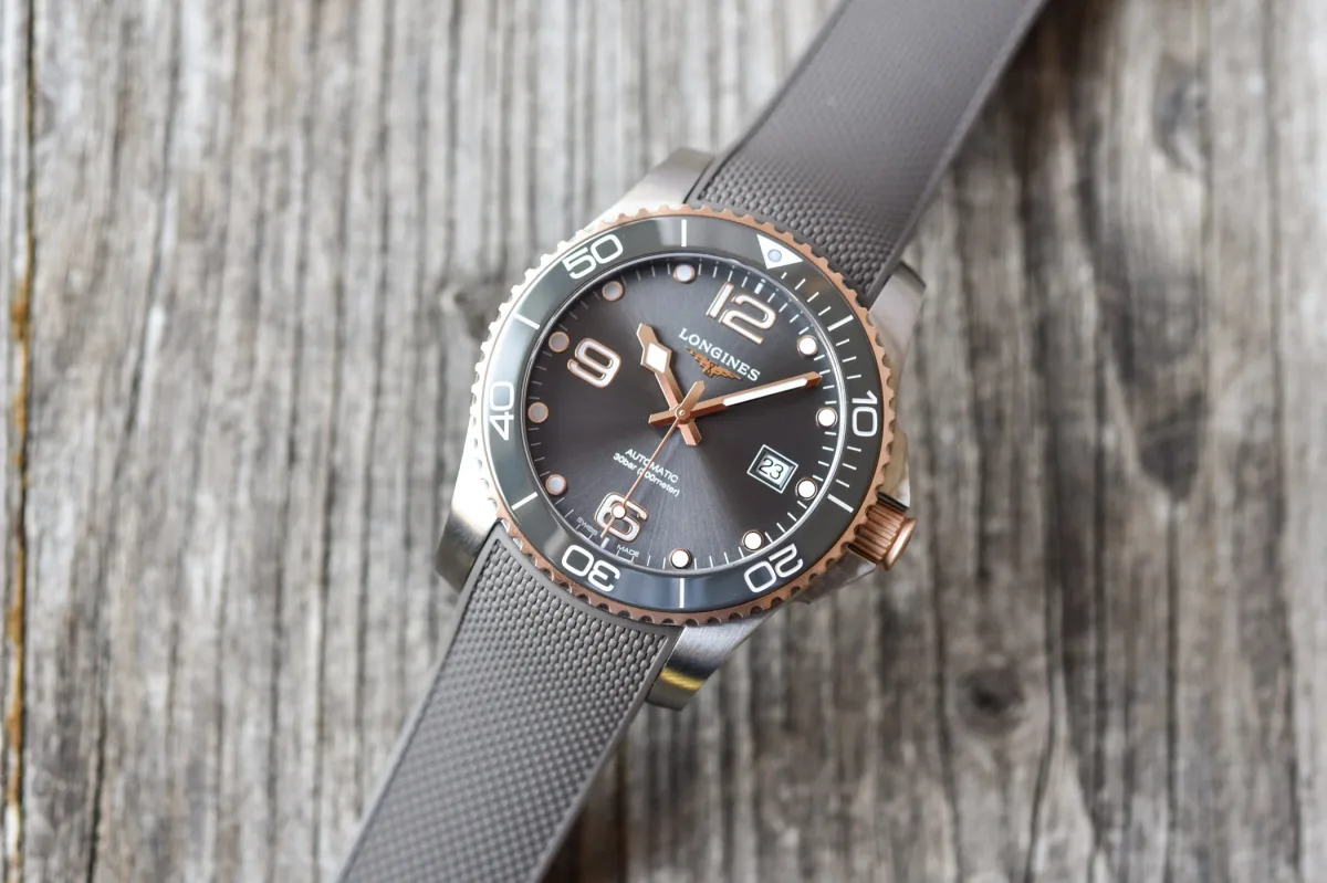 Longines HydroConquest 41mm Two-Tone with rubber strap.