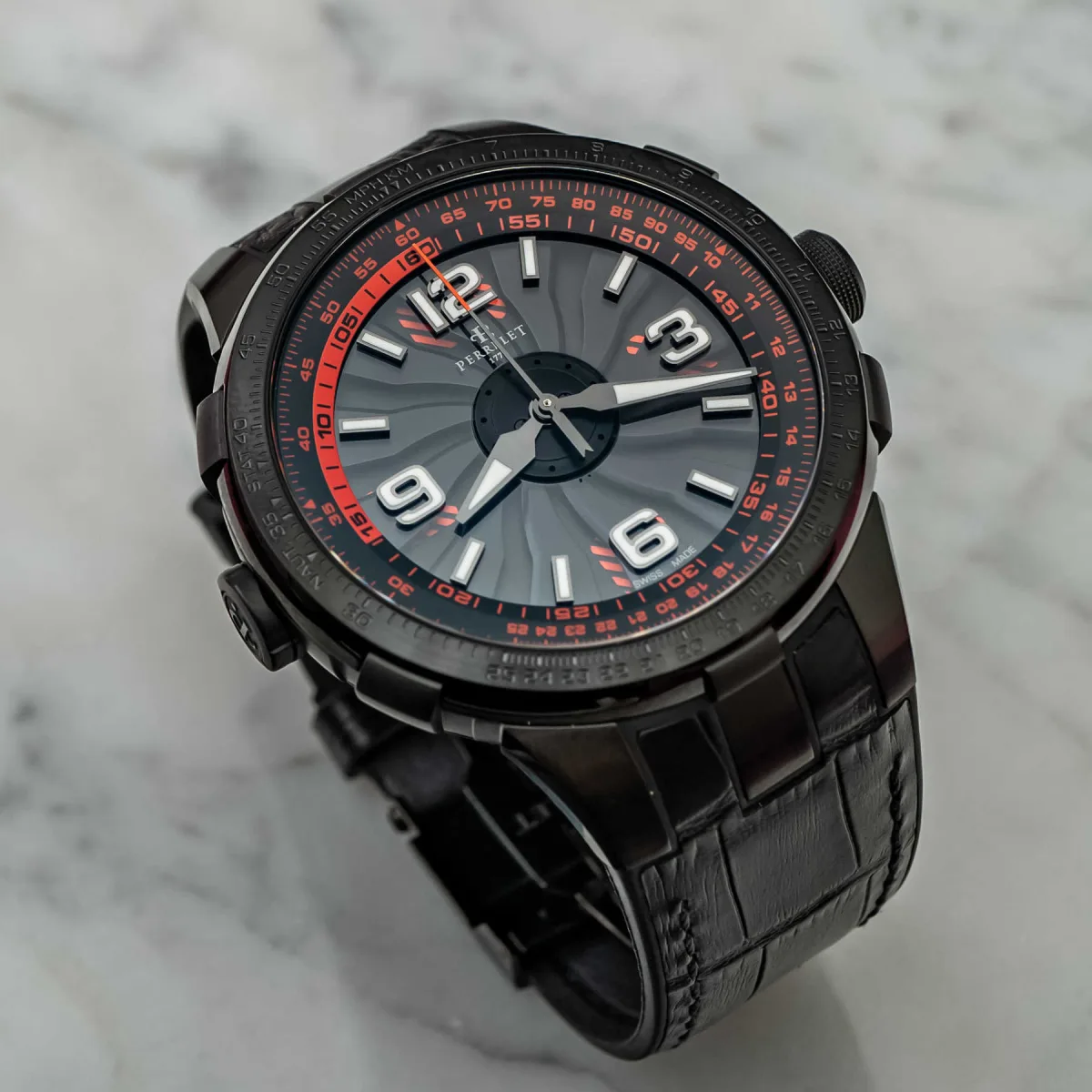 Detailed view of Perrelet Turbine Evo dial