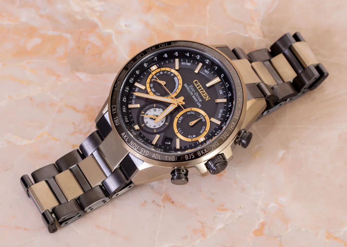 Citizen AT8185-71E model with moon surface dial
