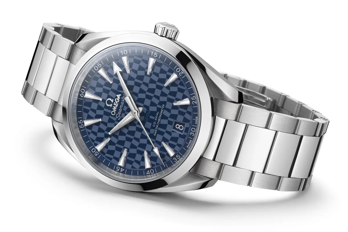 Aqua Terra with blue rubber strap and stainless steel links