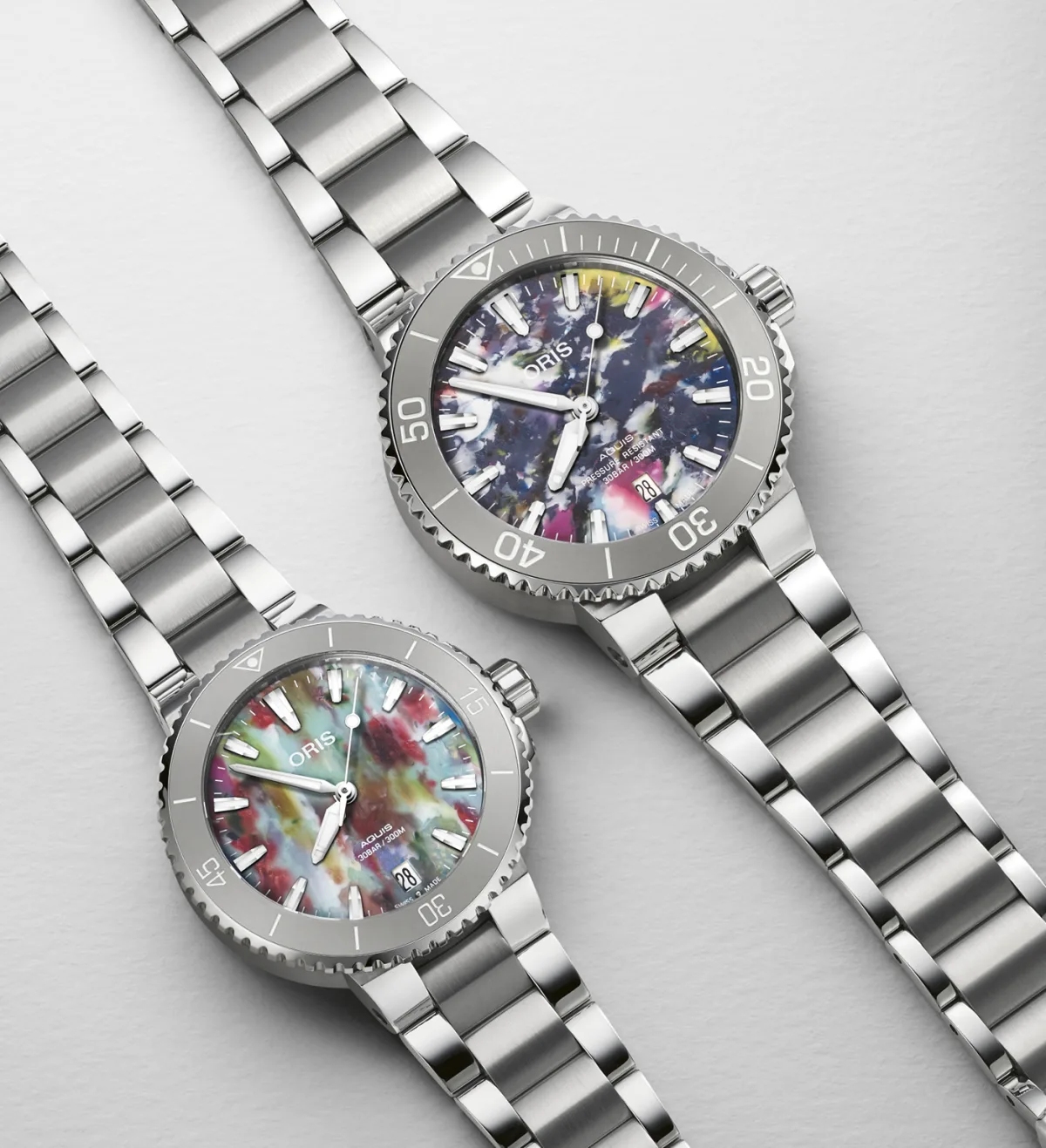 Oris Aquis Date Upcycle showcasing colorful dial design