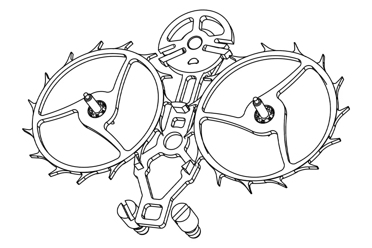 Detailed view of escapement components