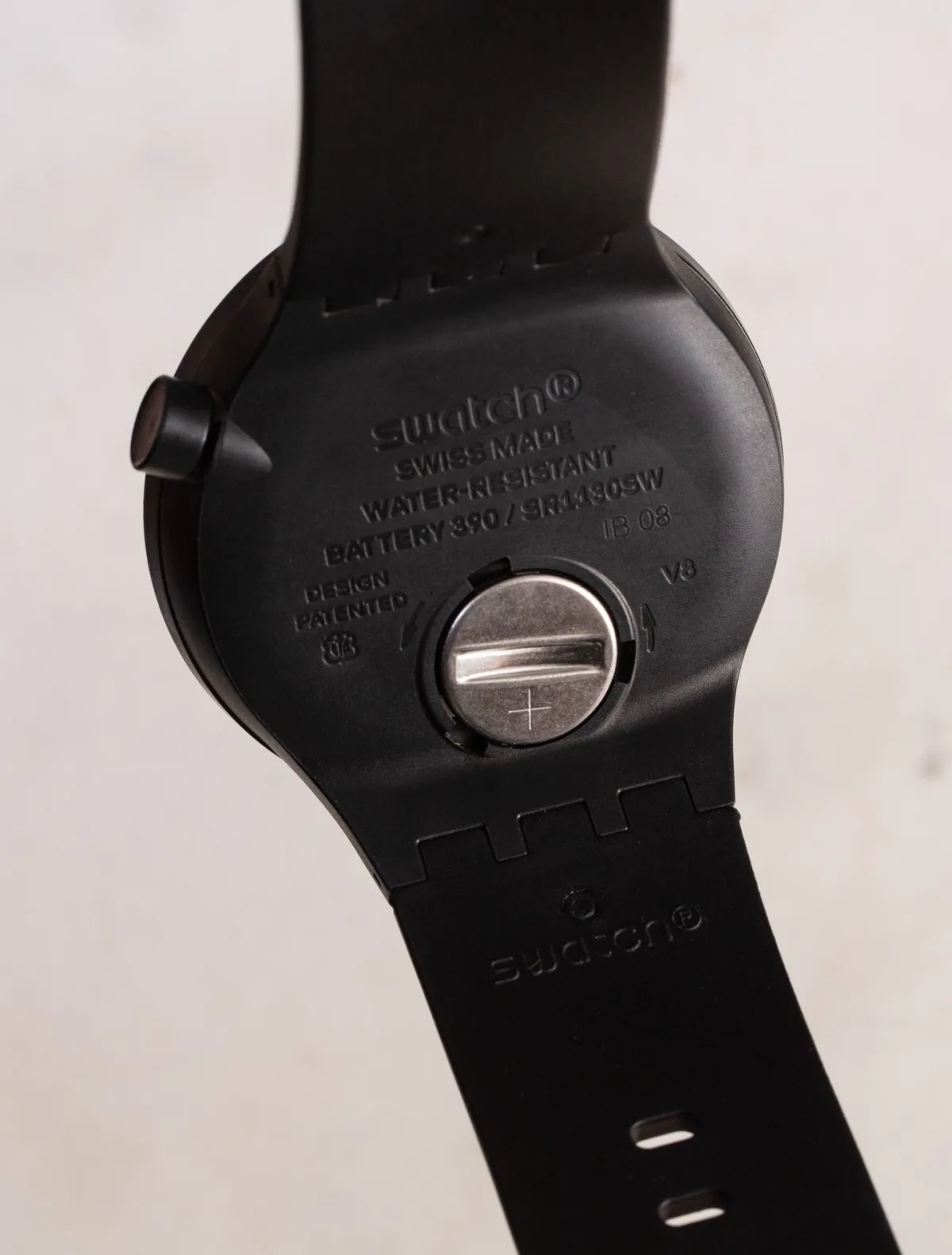 Close-up of Swatch Big Bold watch face