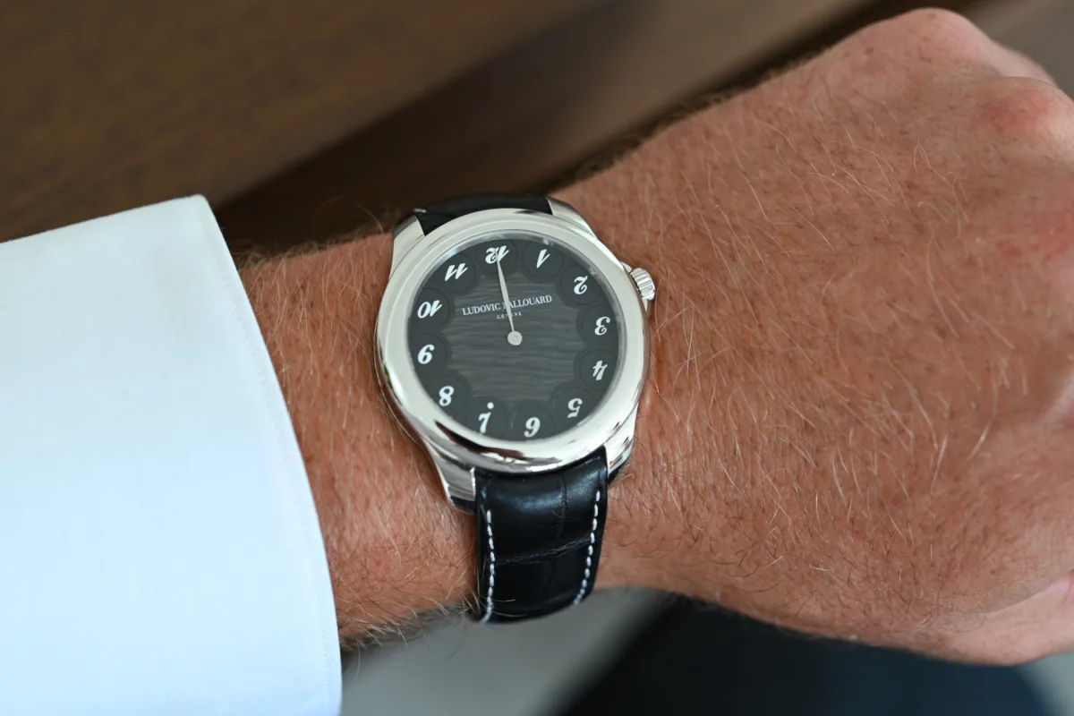 Close-up of Upside Down watch dial