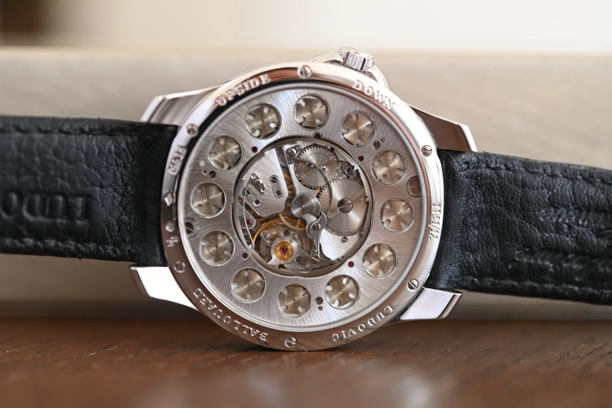 Upside Down watch movement showcasing complexity