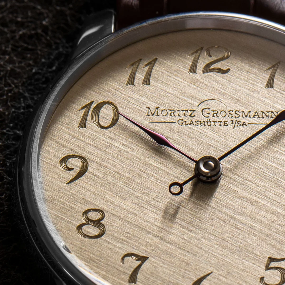 Close-up of the Moritz Grossmann Benu Emirates Watch Club dial