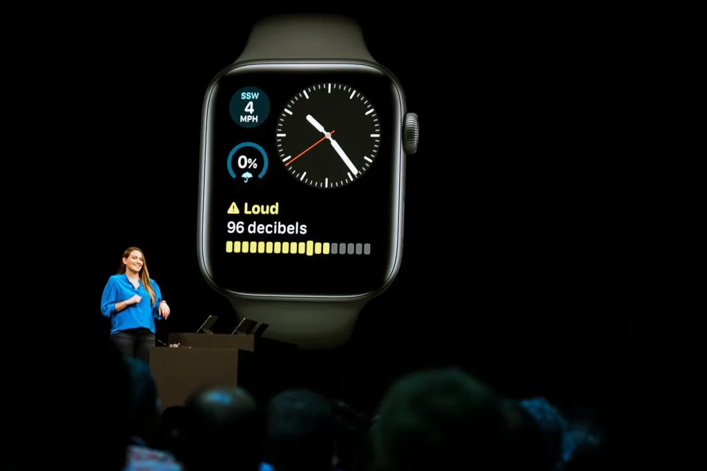 Apple Watch displaying new customizable watch faces