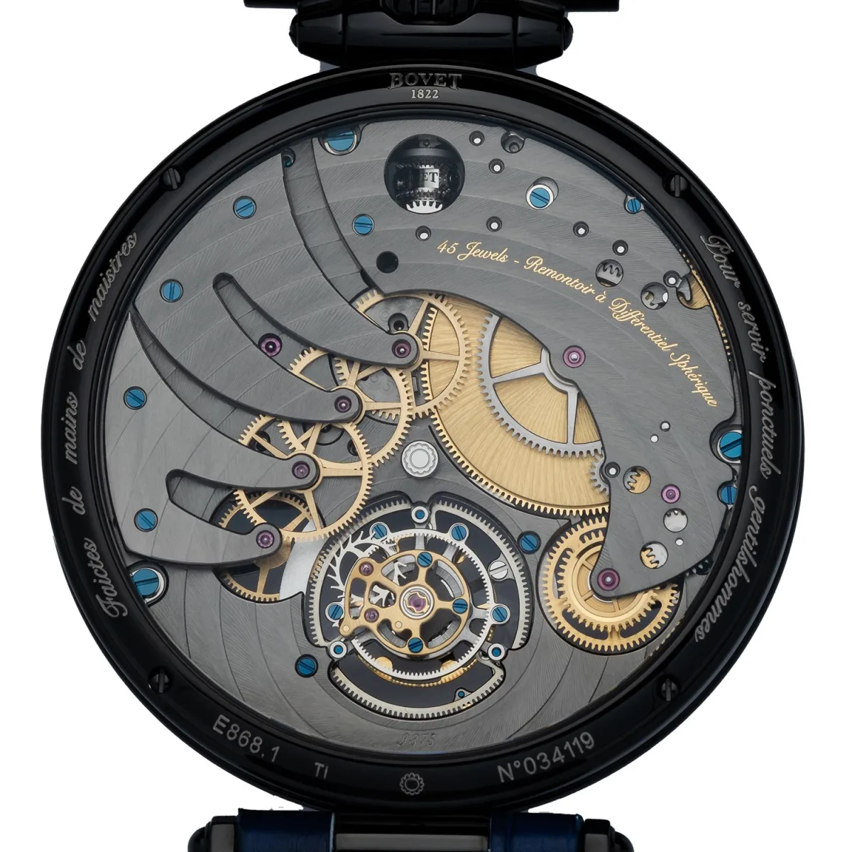 Bovet 1822 watch movement view