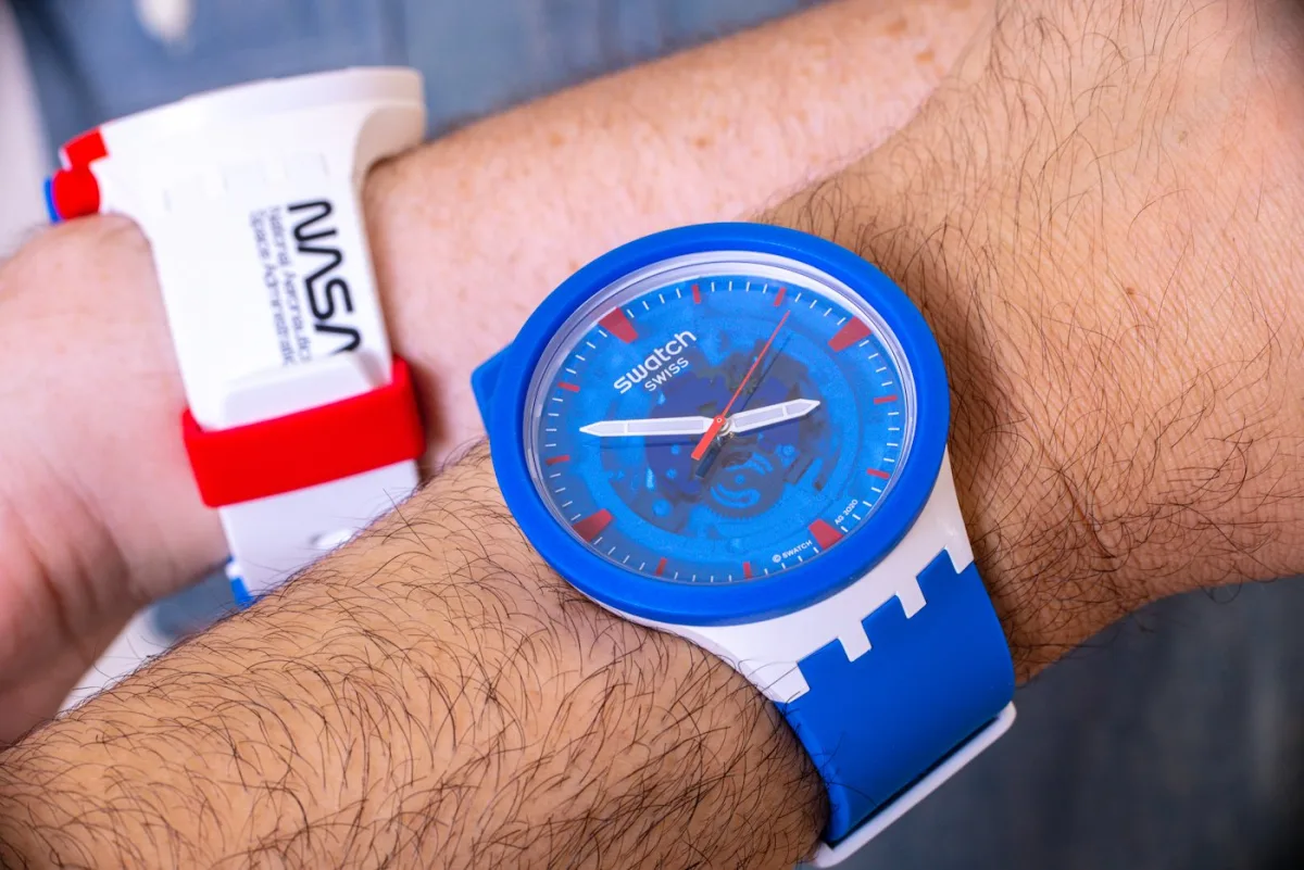 Swatch Space Collection watch inspired by NASA equipment.