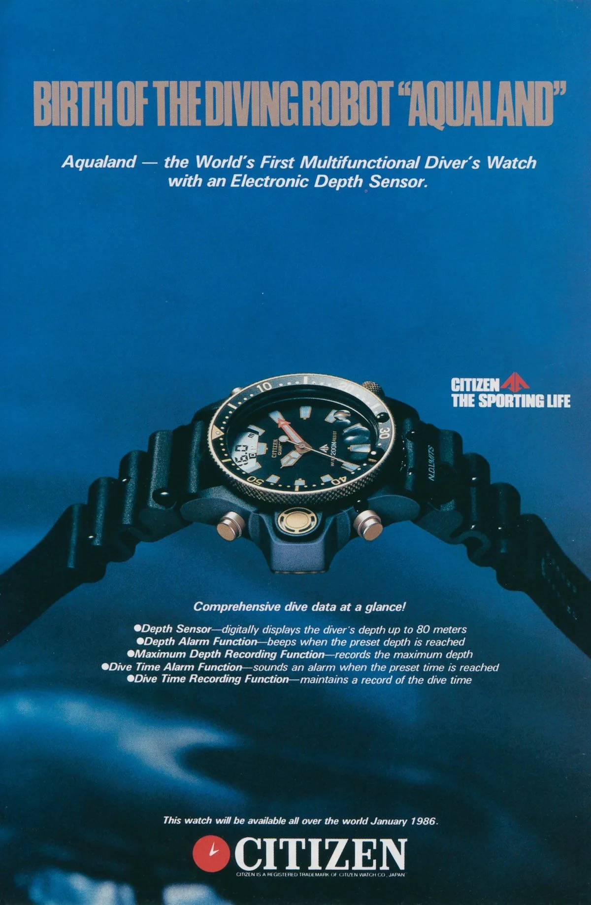 Citizen Aqualand with electronic depth gauge