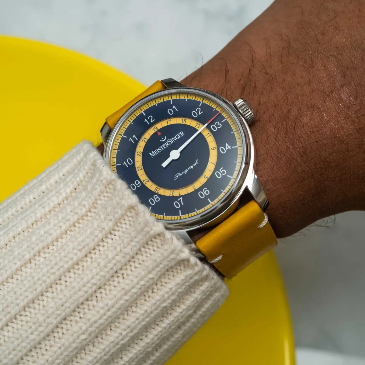 Watch on leather strap