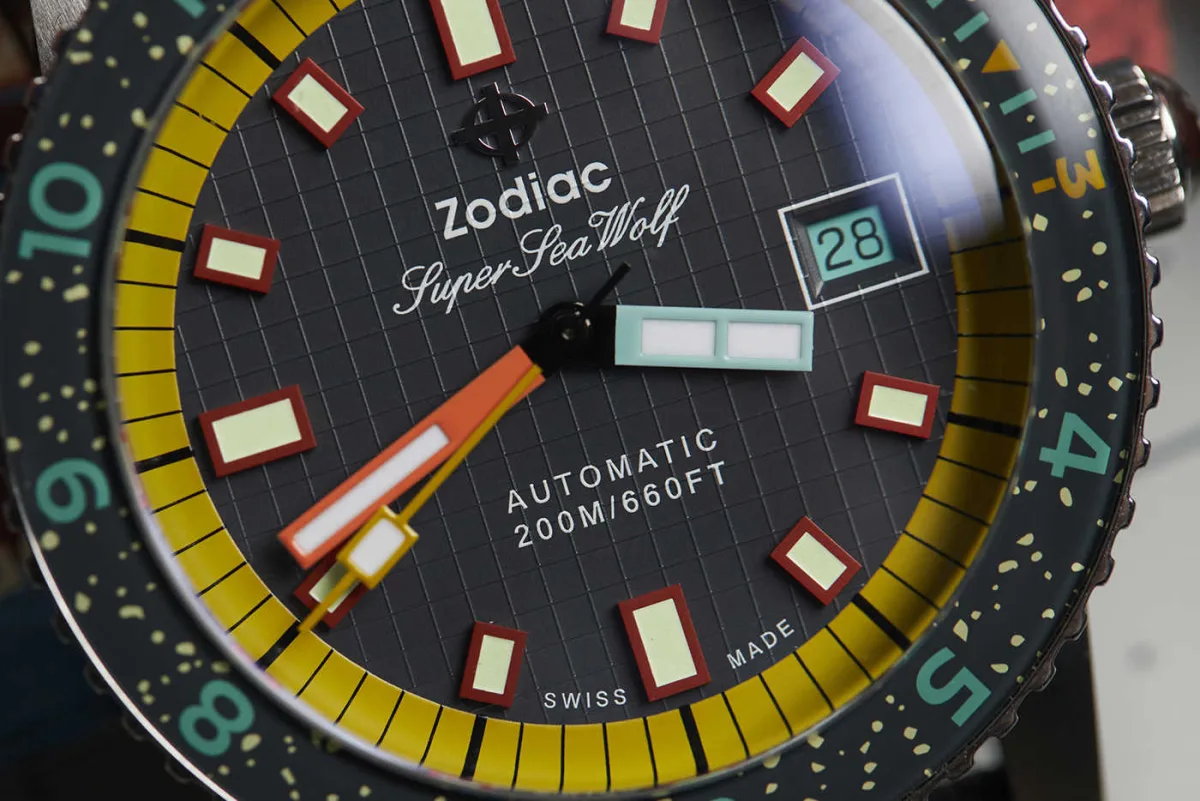 Worn & Wound x Zodiac Super Sea Wolf Limited Edition dial close-up
