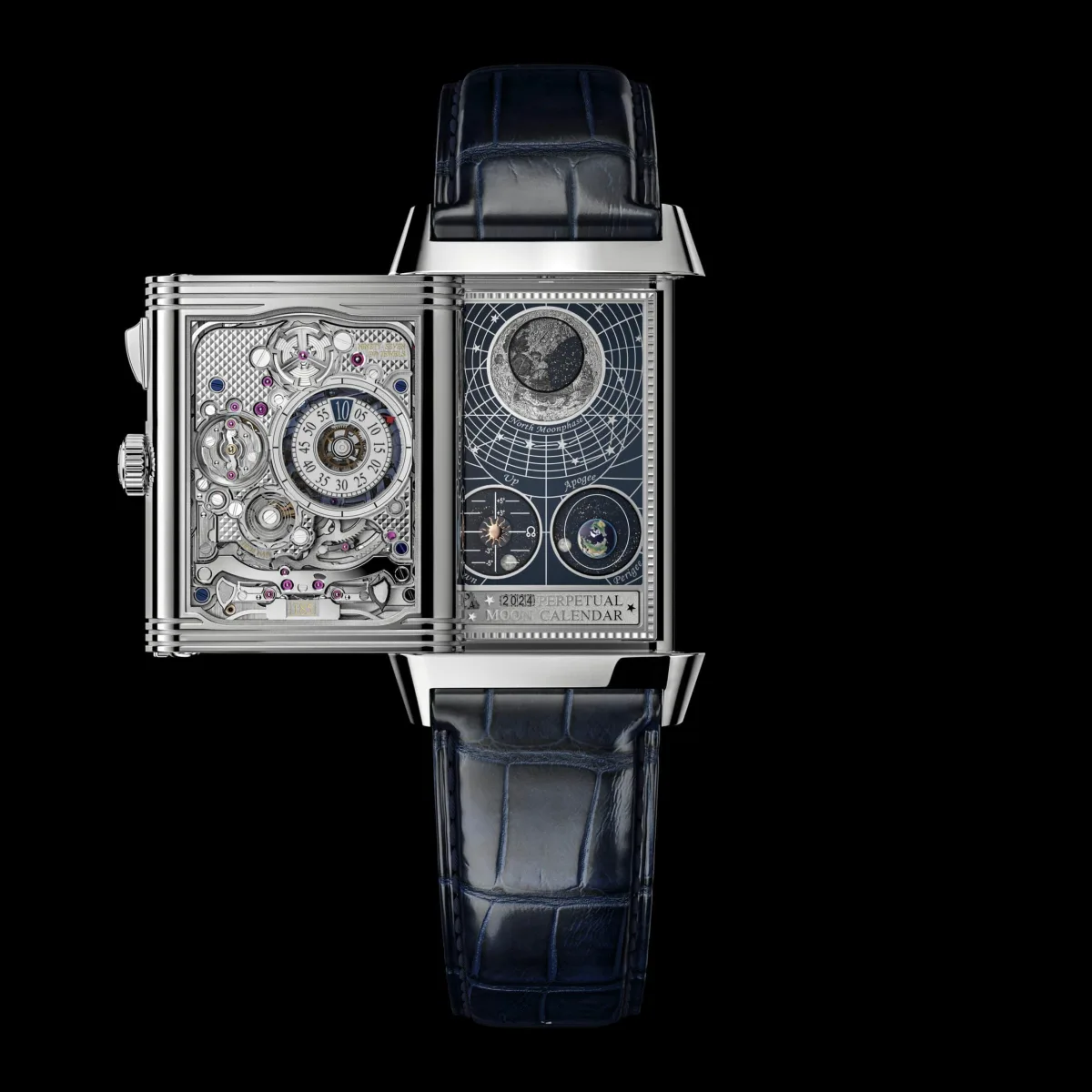 Detailed view of Jaeger-LeCoultre Reverso's multi-function dial