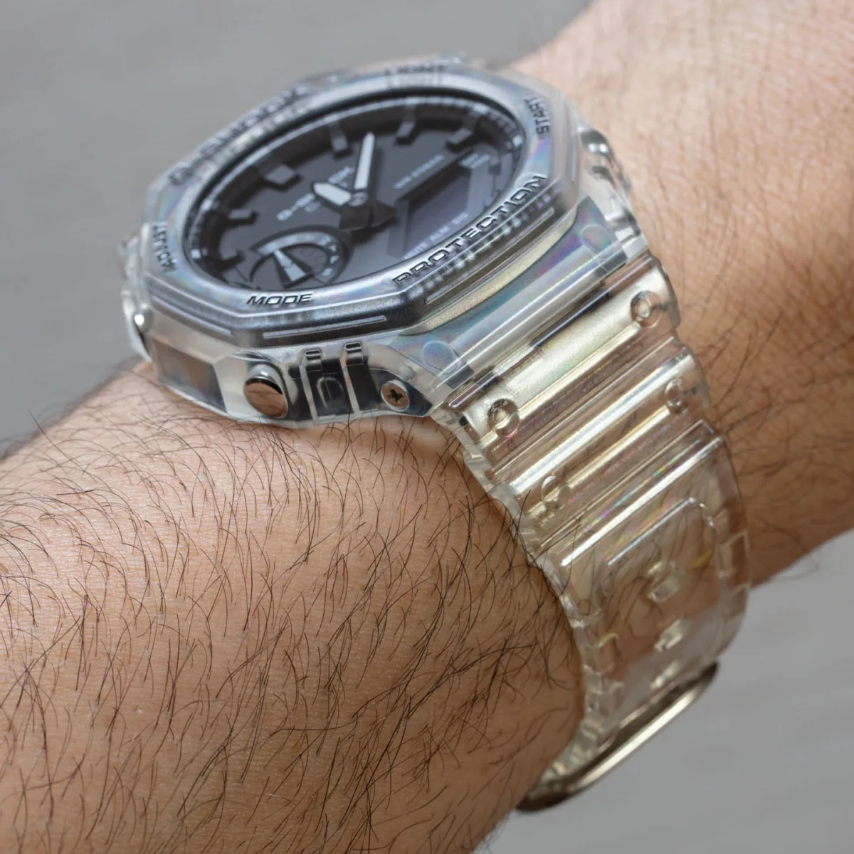 Casio G-Shock GA2100SKE-7A showcasing its octagonal bezel design