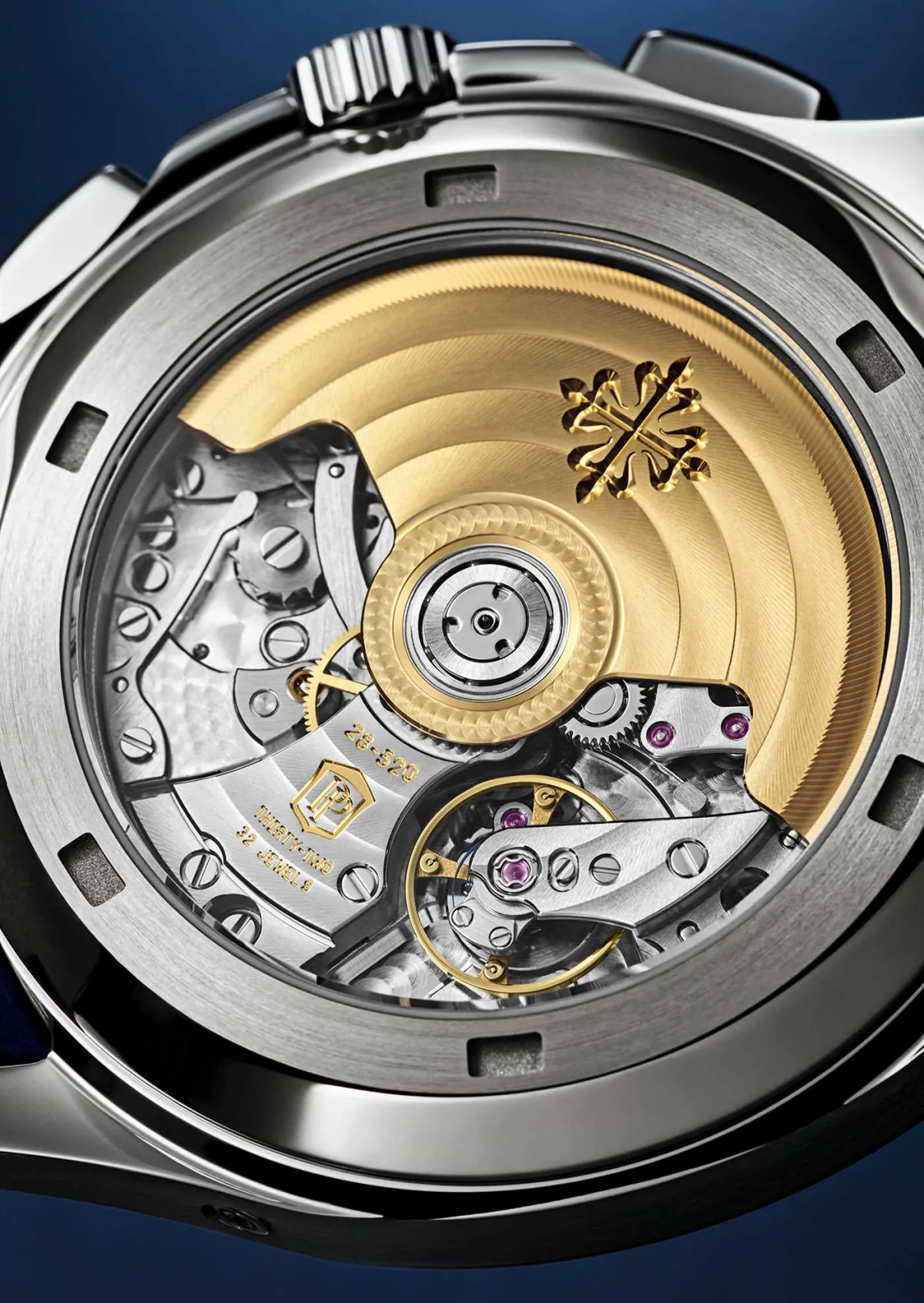 Close-up of Patek Philippe Aquanaut Chronograph khaki-green dial