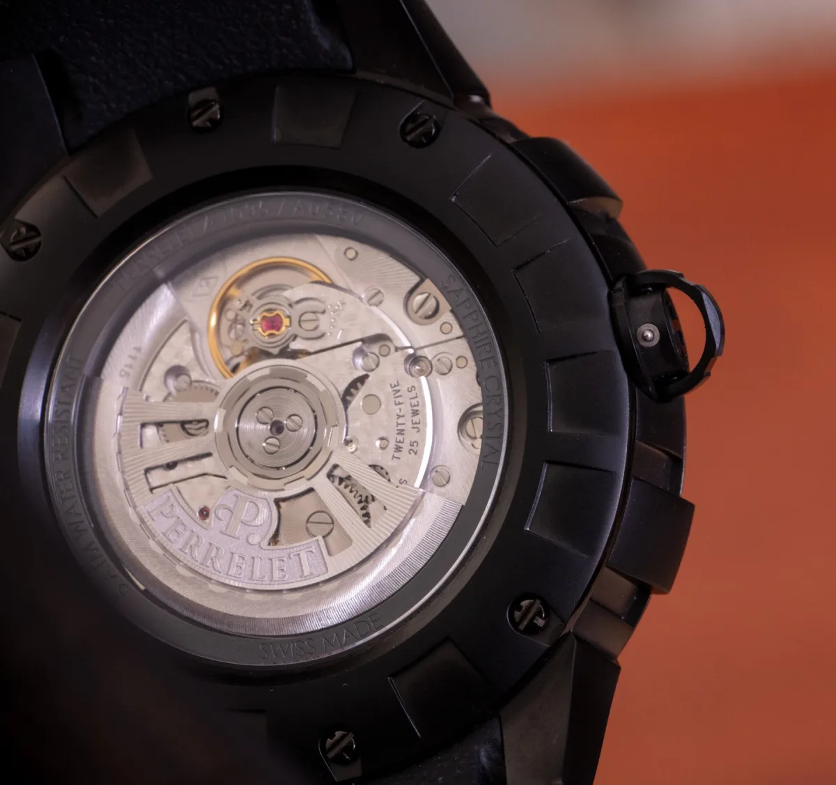 Side view of Perrelet Turbine Pilot Watch case