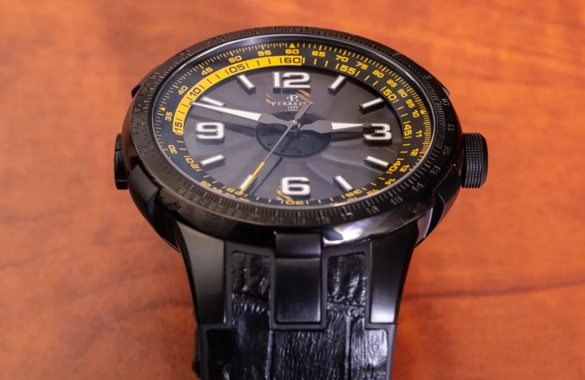 Perrelet Turbine Pilot Watch with black rubber strap