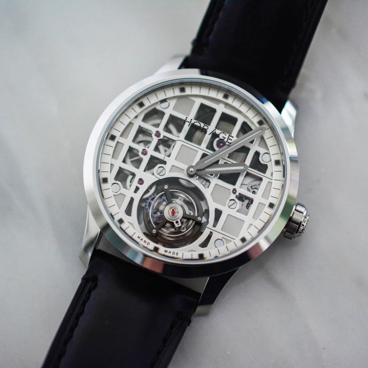 Unique open-worked dial of Horage Tourbillon 1