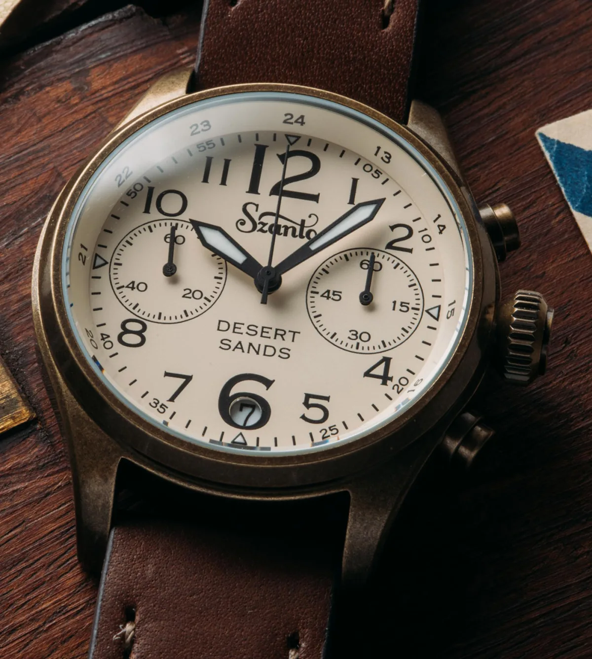Szanto Desert Sands chronograph with Aged Gold ion-plated case