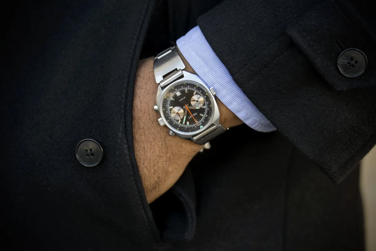 Poljot chronograph with black dial and manual winding 3133