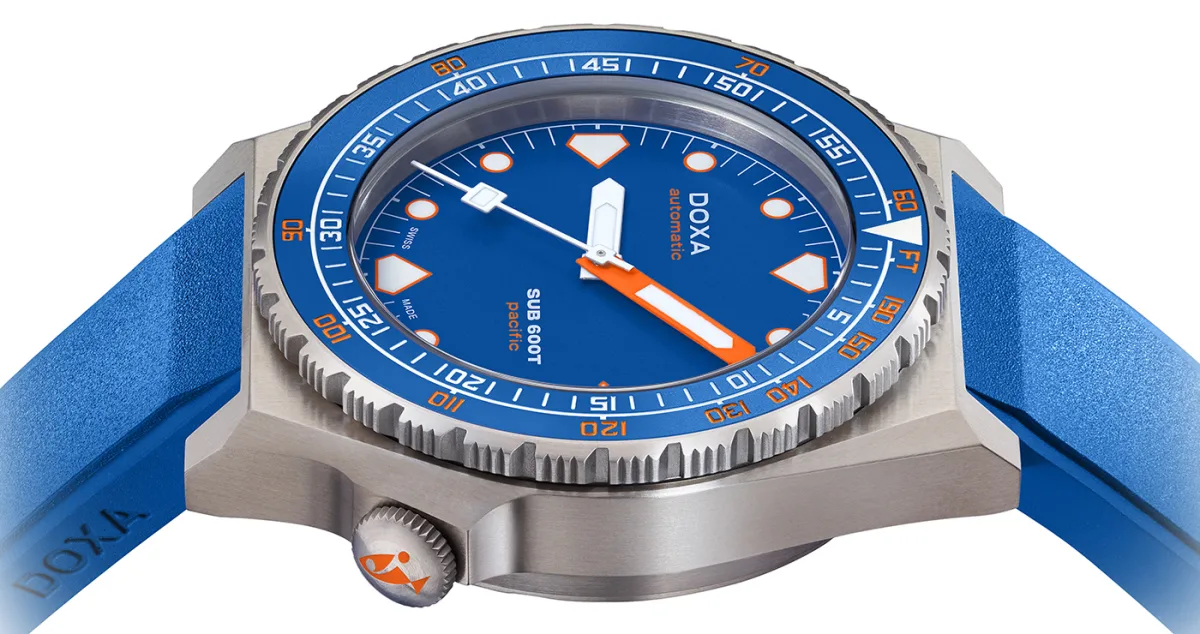 Doxa Sub 600T Pacific watch showcasing its titanium case