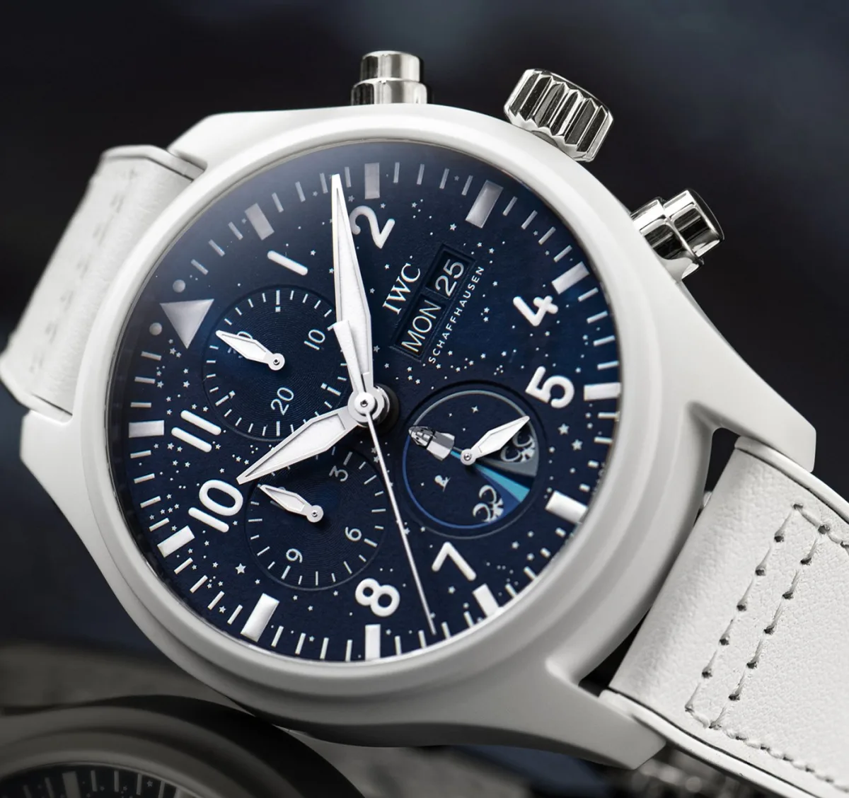 Close-up of IWC Pilot’s Watch Chronograph Edition Inspiration4 dial