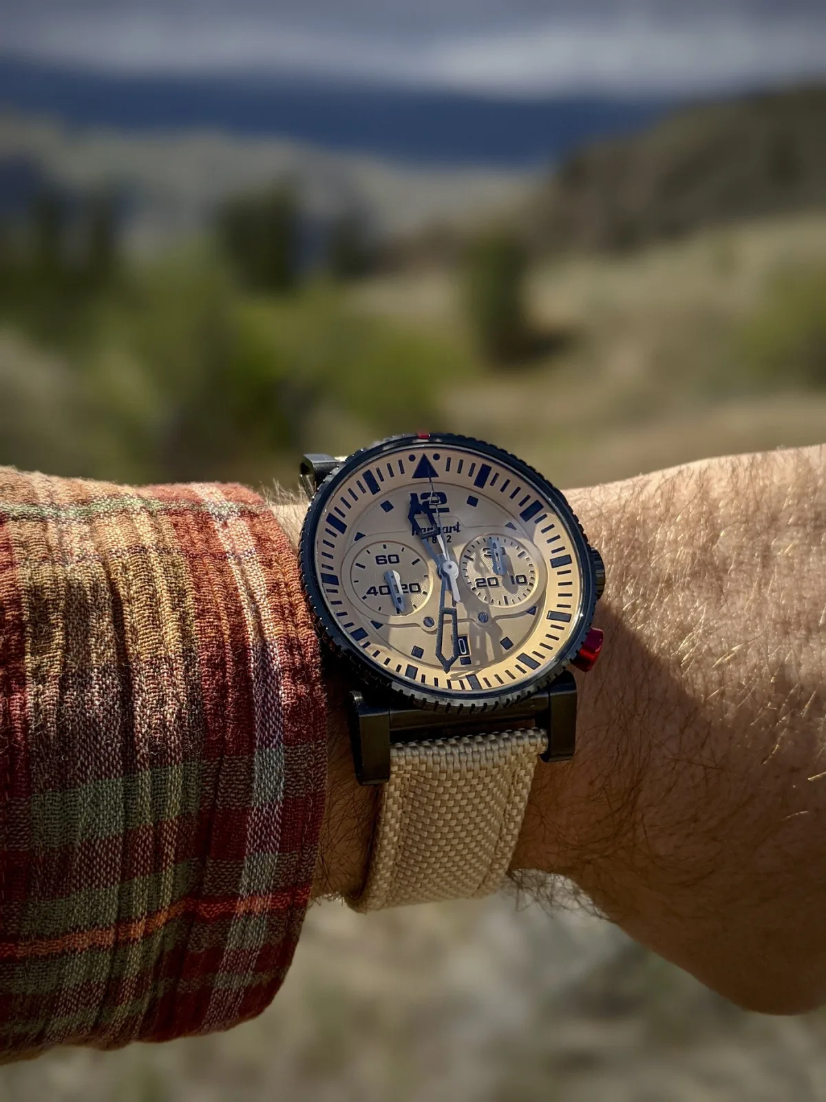 Hanhart Desert Pilot Dark watch with textile strap