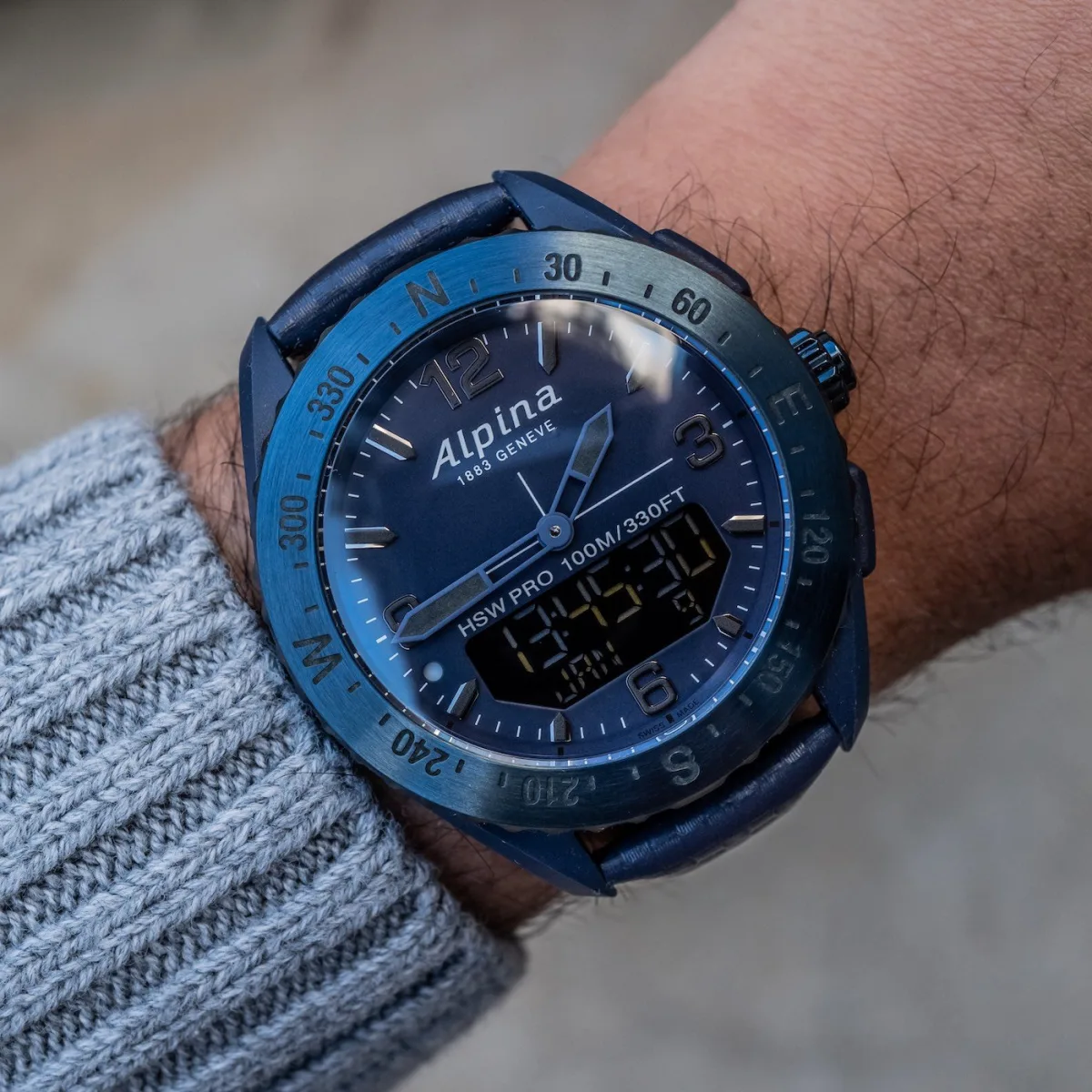 Back view of Alpina AlpinerX with engraved moon