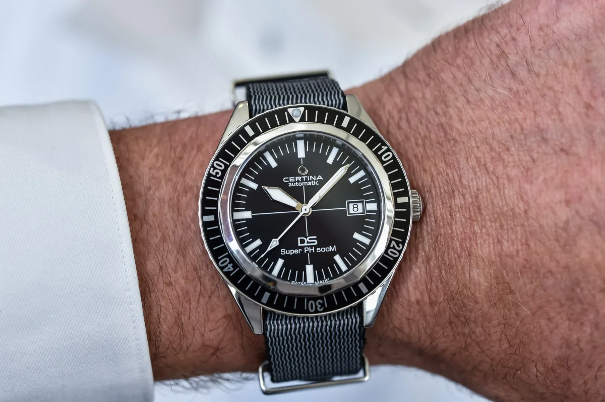 Side view of Certina DS Super PH500M stainless steel case