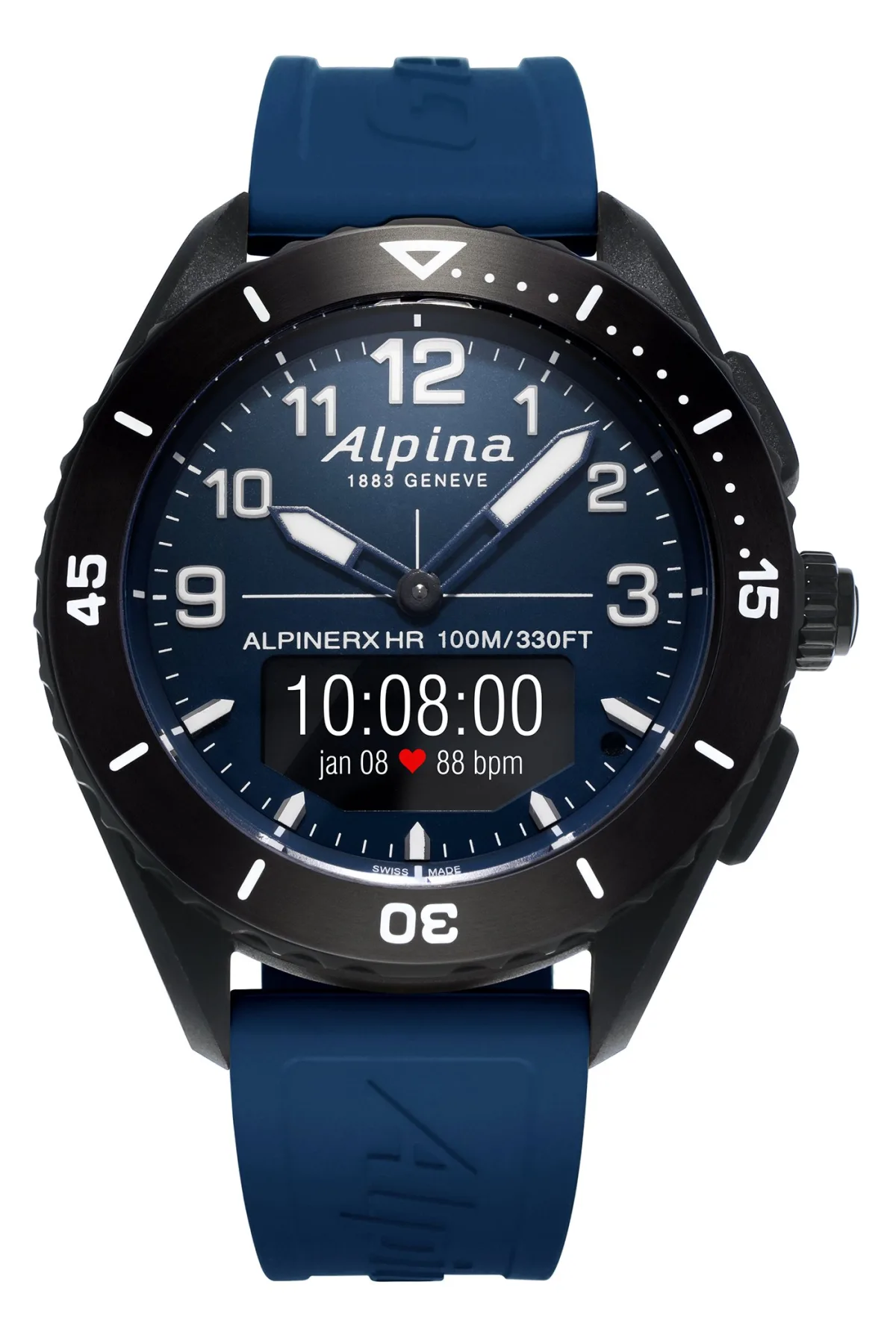 Alpina AlpinerX Alive watch with rubber and leather strap options