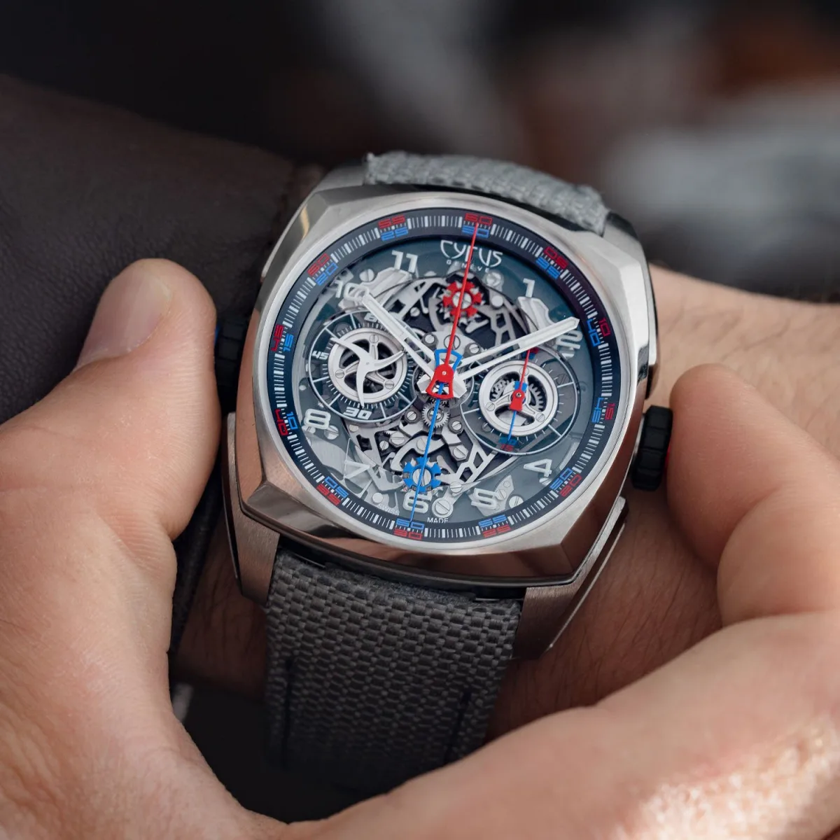 Cyrus Klepcys Dice with Cordura strap and additional rubber strap.