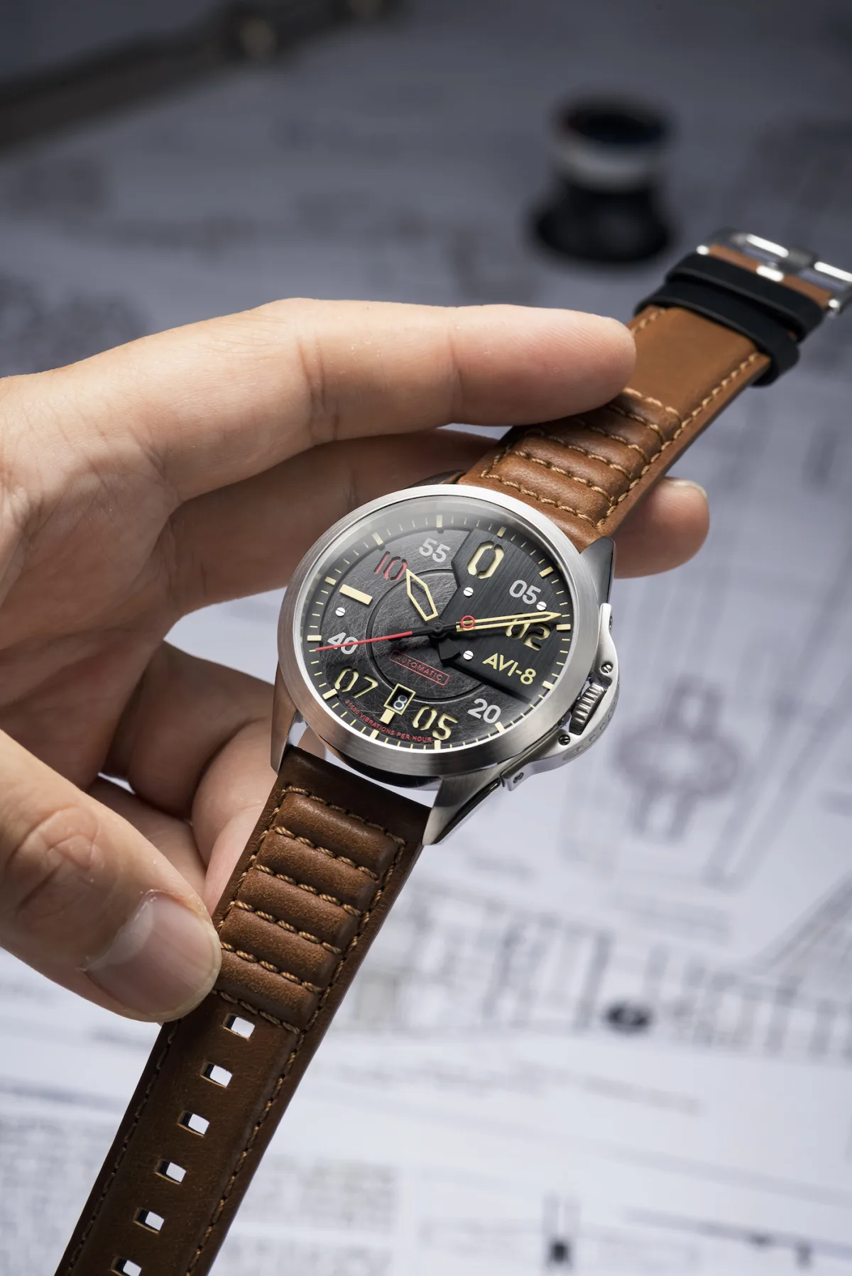 Dial of AVI-8 P-51 Mustang Hitchcock Automatic