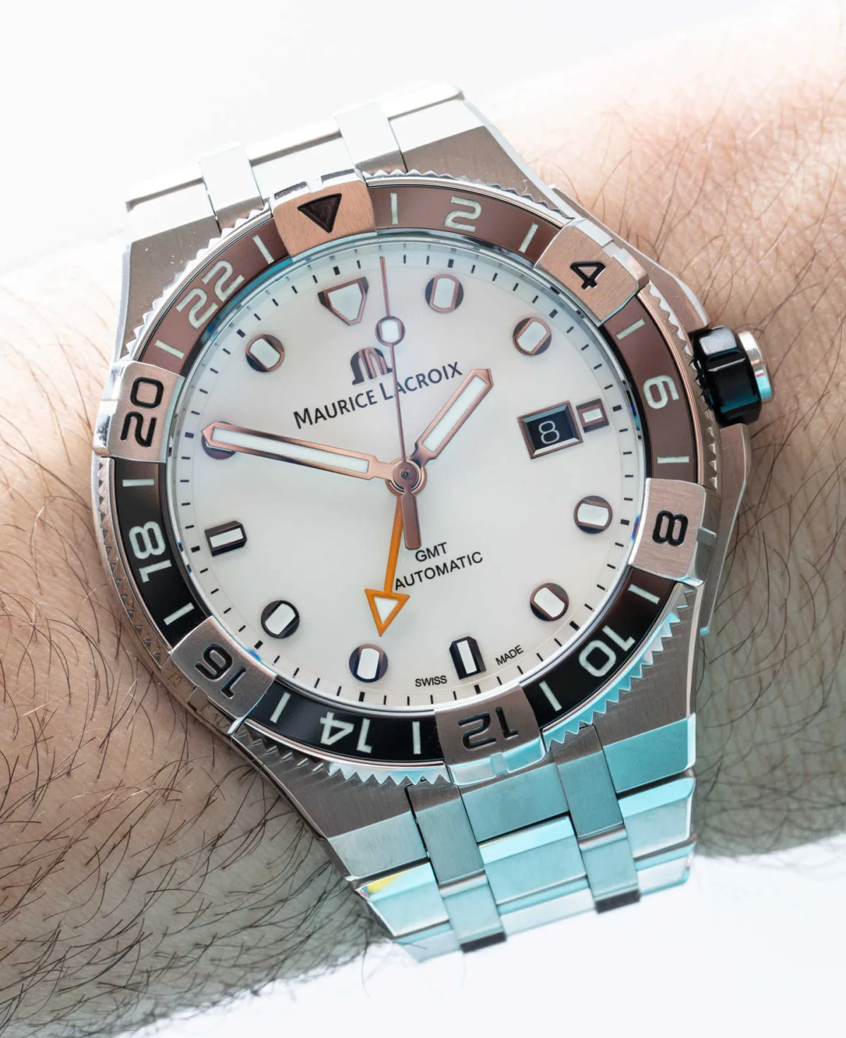 Maurice Lacroix Aikon Venturer GMT with silver dial