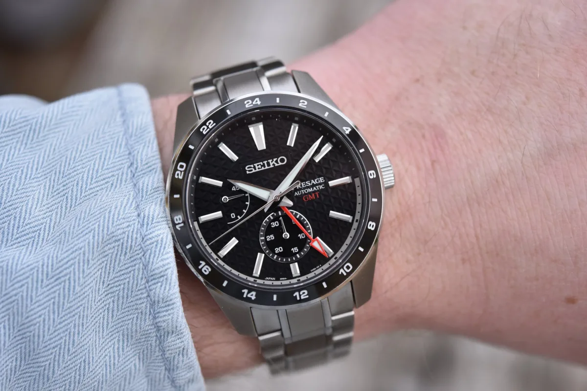 Side view of Seiko Presage Sharp Edged GMT watch case