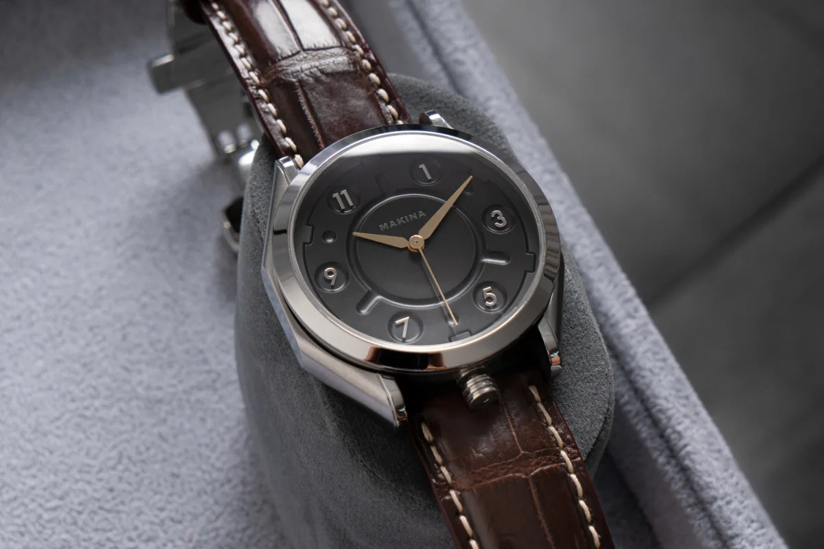 Makina Raum I watch with octagonal stainless steel case