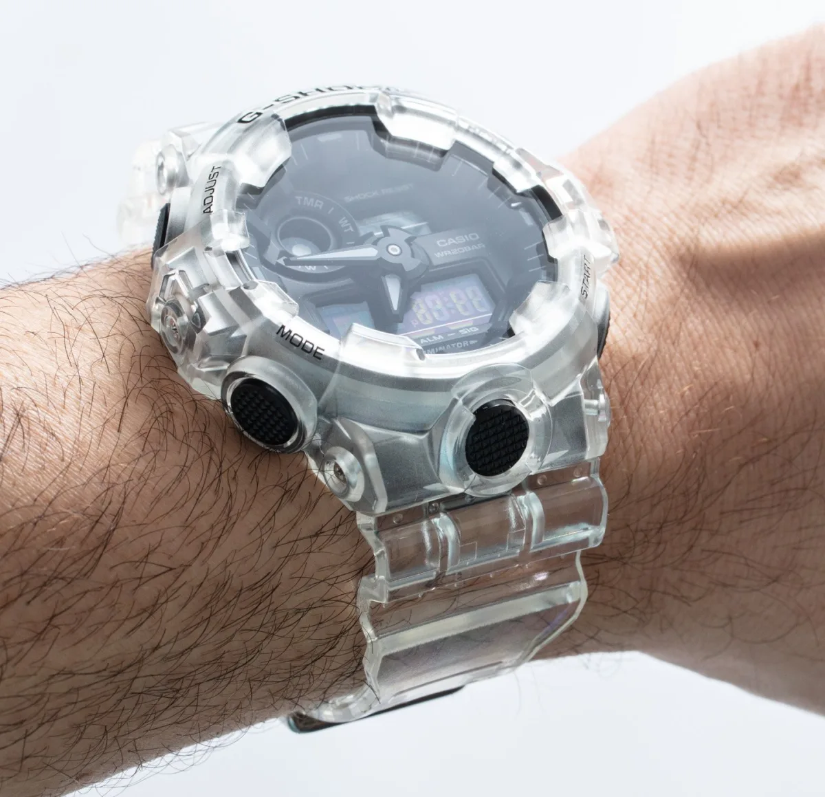 Close-up of Casio G-Shock GA700SKE-7A dial