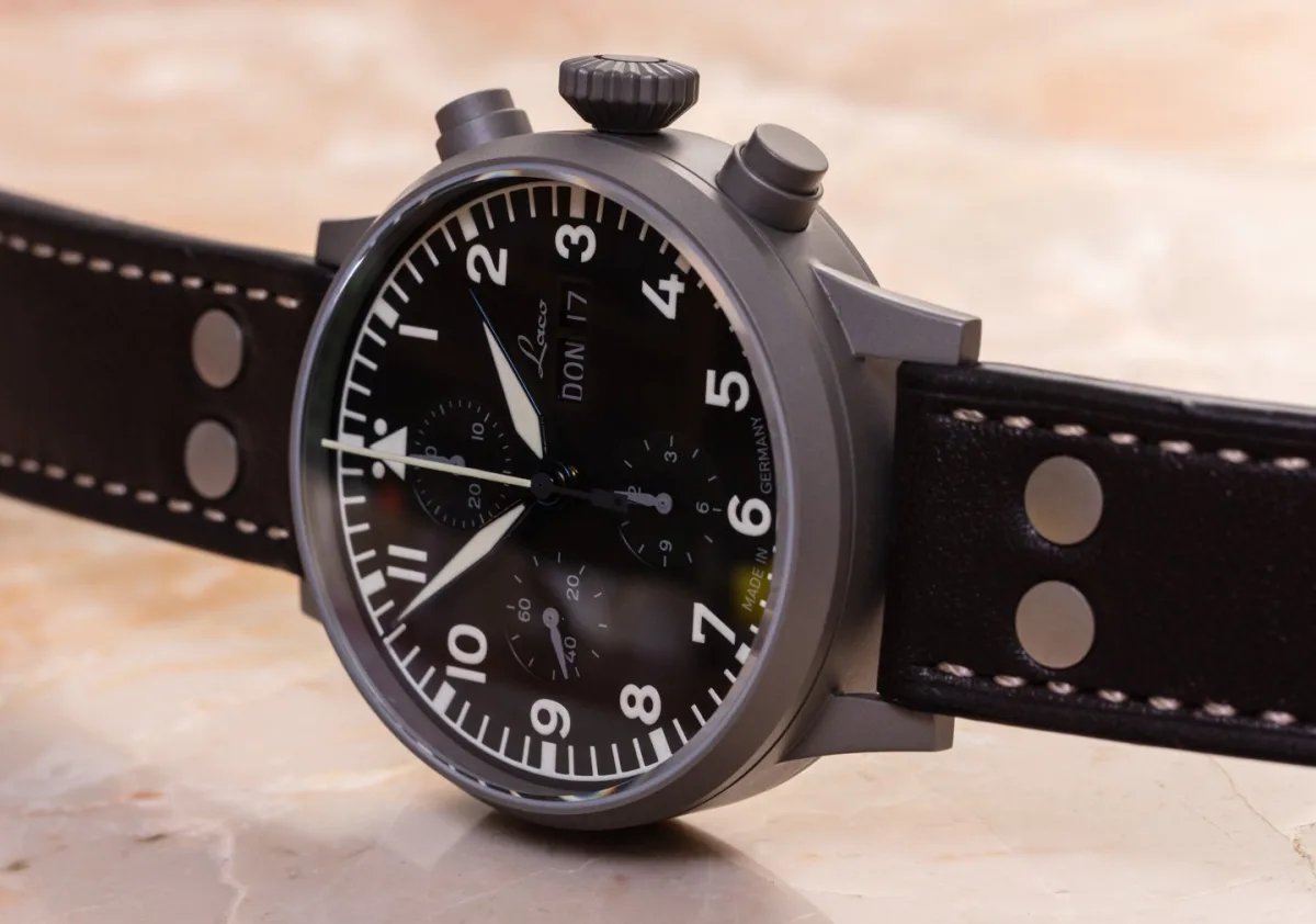 Brown leather strap of the Laco Munchen watch