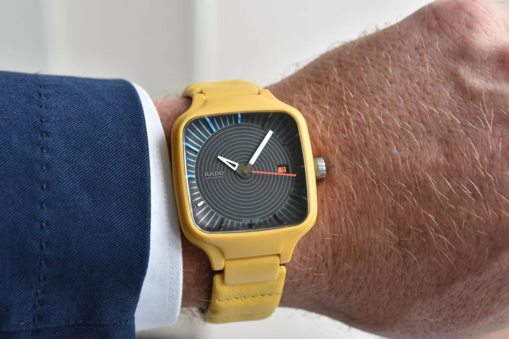 Rado True Square by Tej Chauhan in yellow ceramics