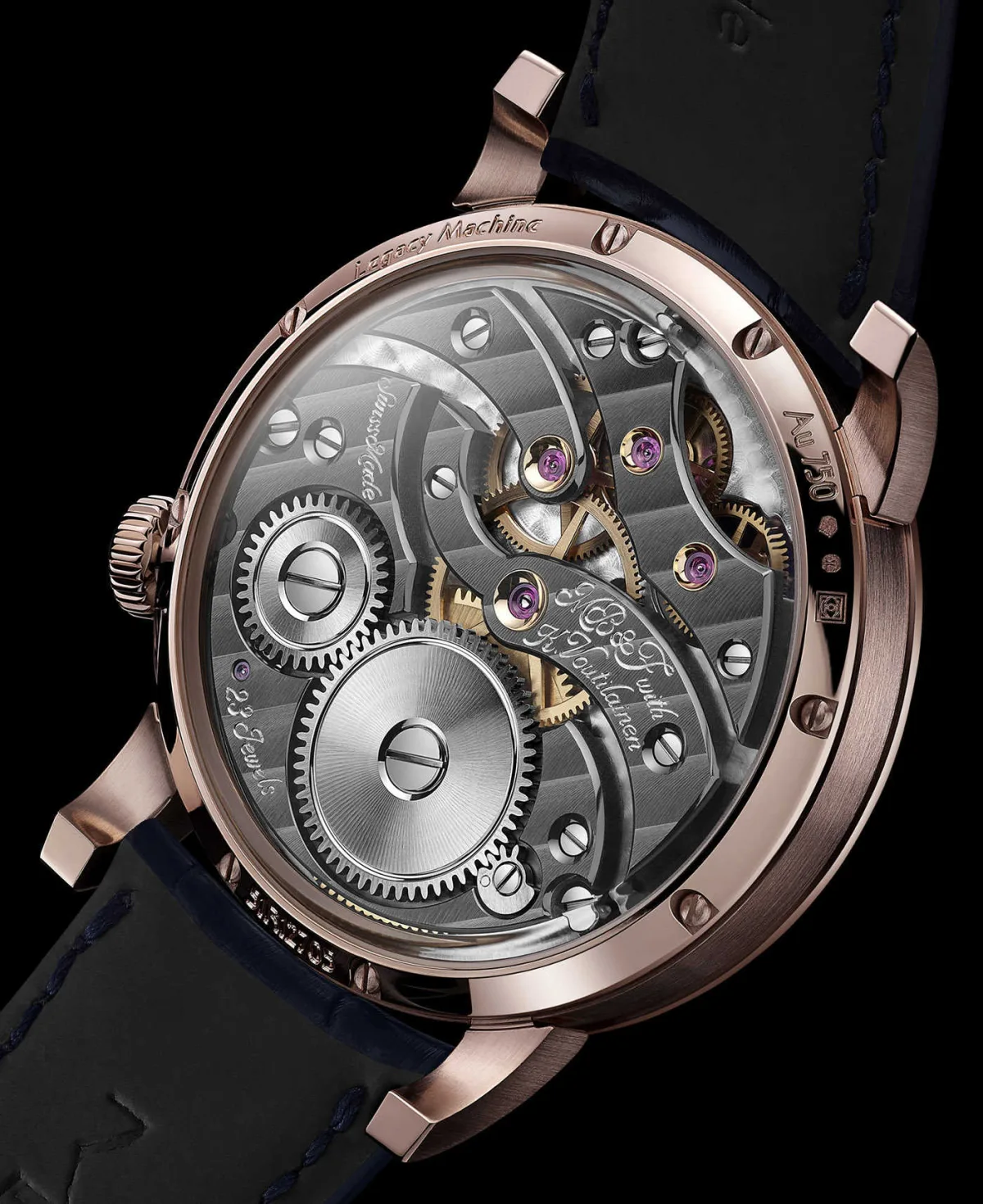 Close-up of MB&F LM101's skeletonized dial